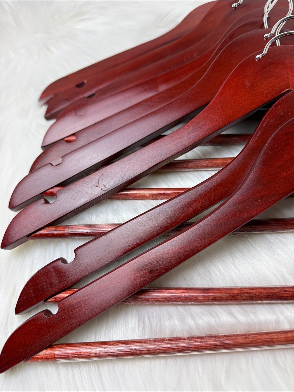 Brookstone Premium Wooden Suit Hangers in Dark Mahogany Cherry - Set of 10 - Picture 9 of 13